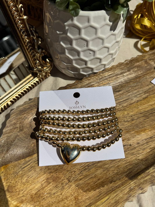 Chunky Heart Bracelet Stack