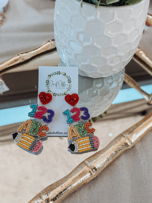 ABC 123 Beaded Earrings