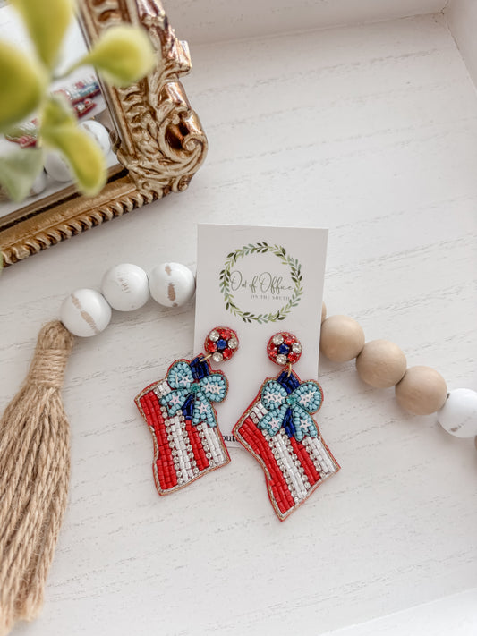Bow Flag Patriotic Beads