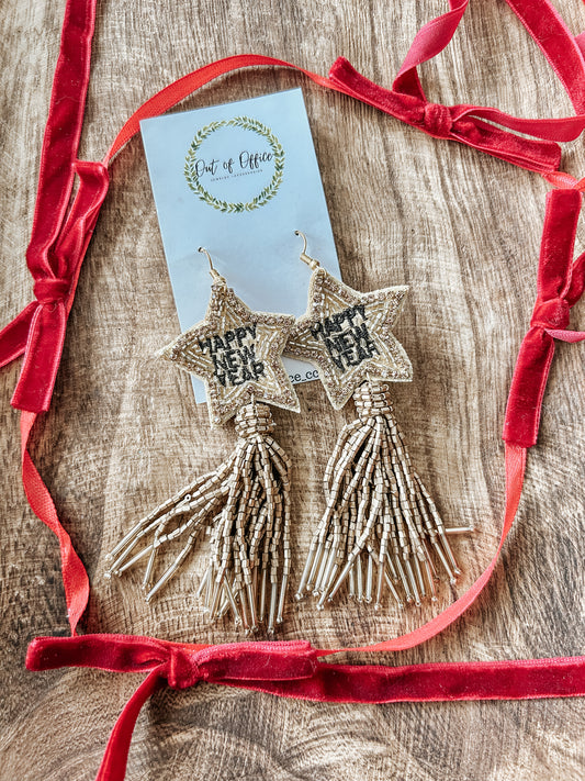 Fringe New Years Beaded Earrings